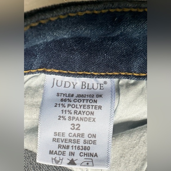 Judy Blue Relaxed Fit Straight Leg Jeans Women 31 Dark Blue Stretch JB82103 - Picture 7 of 10